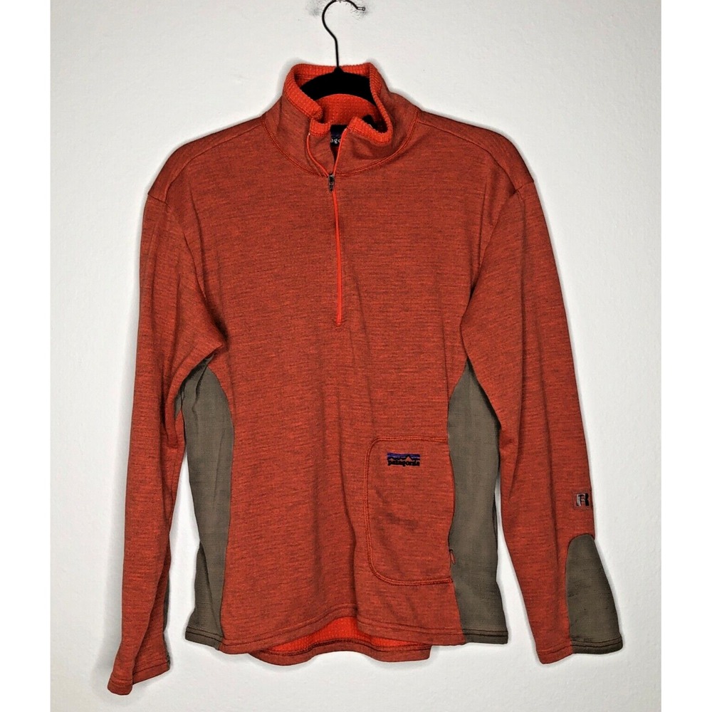 Patagonia Pullover Women M Orange Regulator R1 Polartec Fleece Quarter Zip Top